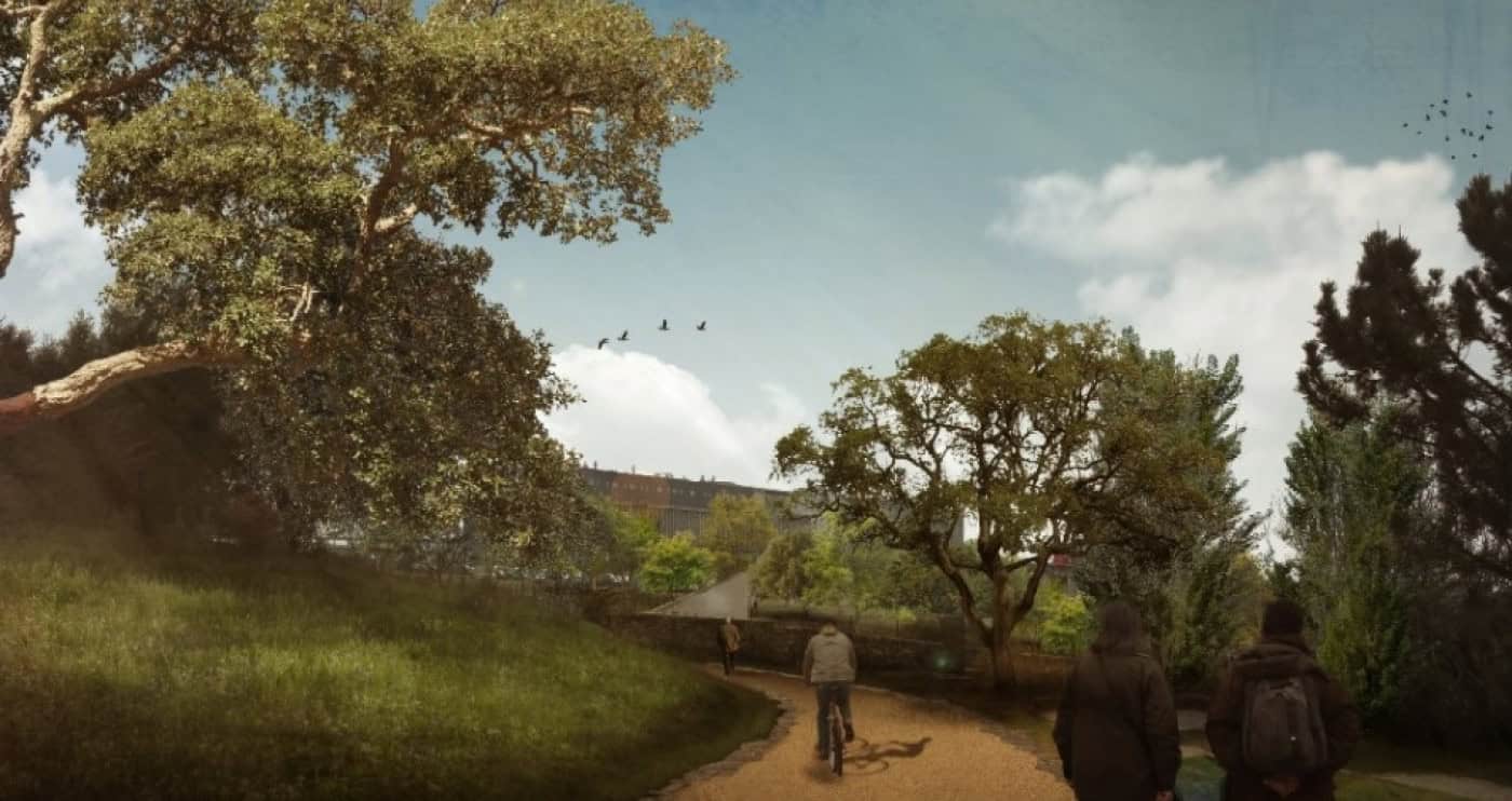 Acesso ao parque das Sete Fontes com itinerário pedonal alternativo e elevador