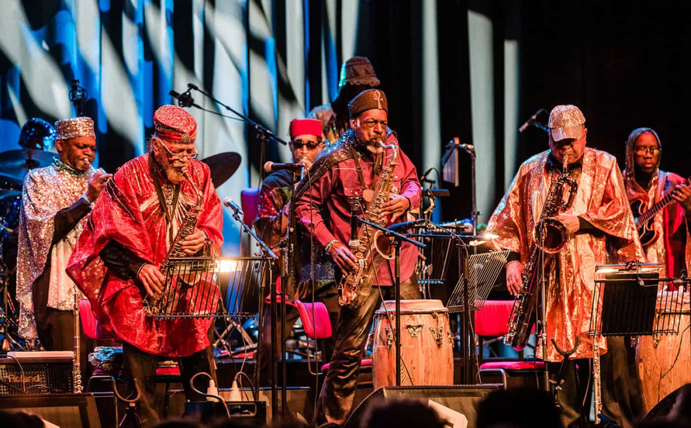 Marshall Allen, dos Sun Ra Arkestra, e Rodrigo Brandão no gnration em setembro