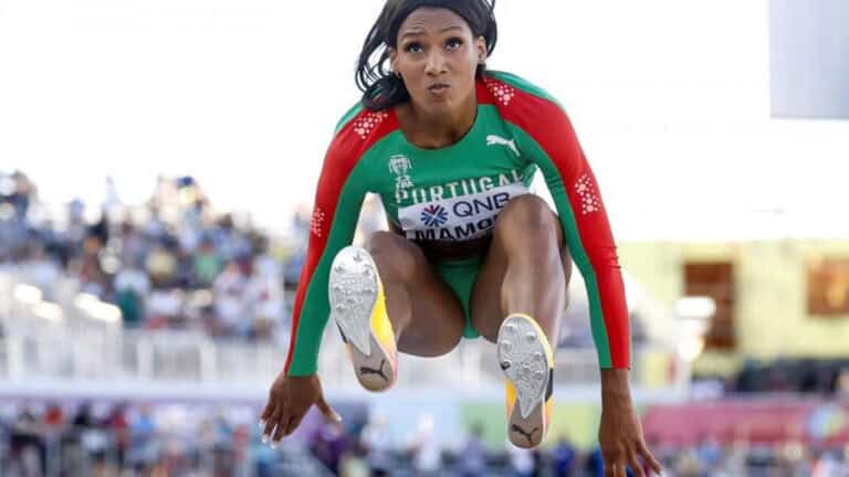 Patrícia Mamona na final do triplo salto com melhor marca do ano