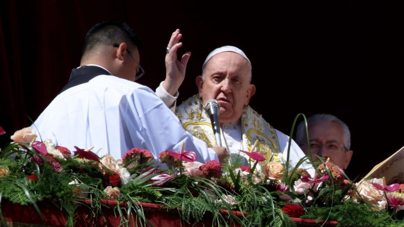 Papa pede diálogo entre Israel e Palestina e paz na Ucrânia na sua mensagem de Páscoa