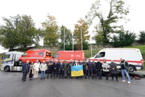 Três ambulâncias partiram hoje de Braga para a Ucrânia