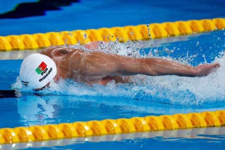 Diogo Ribeiro na final dos 50 metros mariposa dos Mundiais de natação&nbsp;